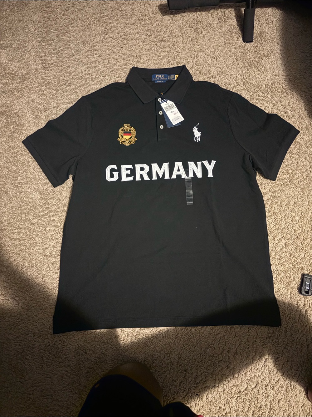 Polo by Ralph Lauren Black 'Germany' Crest Polo Shirt
